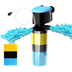 AquaMiracle 130GPH Internal Aquarium Filter, 3-Stage Fish Tank Filter with Dual Outlets & Aeration, Submersible Turtle Filter for 10-30 Gallon Tanks in Kuwait
