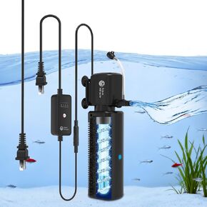 AquaMiracle Fish Tank Filter with Timer & Filter Sponge, 225GPH U - V Aquarium Filter with Aeration & Rainfall Modes, Effective Turtle Filter for Green Water Control (20-70 Gal Tank) in Kuwait