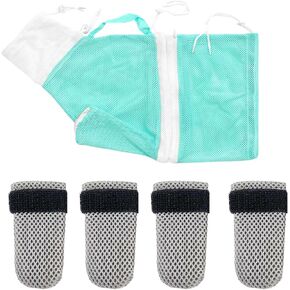 4Pcs Cat Scratch Cover for Nursing Rehabilitation Cat Boots Adjustable Pet Bath Gloves，Anti-Scratch Pet Grooming Booties for Bathing (Grey) in Kuwait