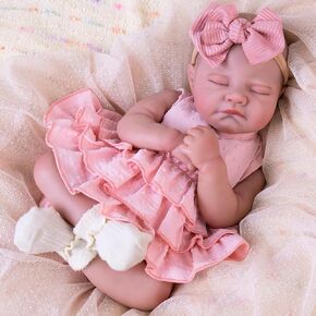 دمى Aori Lifelike Reborn Baby Girl - دمية واقعية لحديثي الولادة مقاس 20 بوصة مع أطراف قابلة لاتخاذ الوضعيات ومجموعة تغذية، مجموعة هدايا دمية طفلة حقيقية مرجحة لكبار السن وهواة الجمع والأطفال بعمر 3 سنوات فما فوق in Kuwait