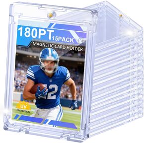 180pt Magnetic Card Holder, 15ct Hard Plastic One Touch Magnetic Card Case with Strong Magnets Closure, U-V Protection for Thick Patch Trading Sports Gaming Collection Display Storage in Kuwait