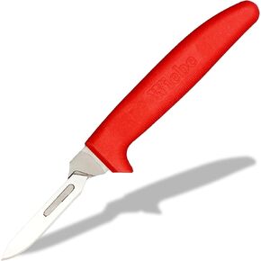 Wiebe Boss Dog Skinning Knife - Fixed Blade with Replaceable Scalpel Blades, 24 Included, Soft Grip Red Handle, 8" in Kuwait