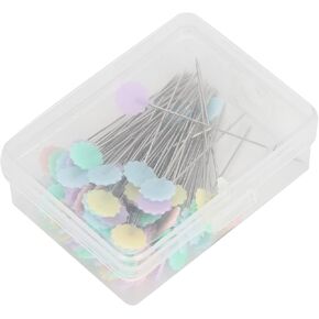 Acouto 100pcs Flat Head Flower Head Sewing Pins for DIY Projects, Quilting, and Crafting - & Portable, for Your Sewing Needs (Light Plum Blossom) in Saudi Arabia