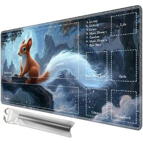 Playmat 24" x 14" with Magic Zones for MTG Card Game Playing, Board Game Mat for Card Breaking Commander Deck Gaming Card Game Battles Mat with Storage Bags, Enchanted Forest Library in Kuwait