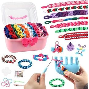 Kidstinct Bracelet Making Kit, DIY Craft Weaving Loom Toy for Kids, 1200+ Colorful Hair Bands & Accessories with Storage Box, Creative Gift for Girls Ages 6-12 (Purple) in Kuwait