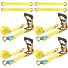 4 Pack Car Tie Down Straps for Trailers Kit, 2 Inch Ratchet Straps with Snap Hooks Heavy Duty 8ft, 11000 LBS Break Strength, 36 Inch Axle Straps for Car, Truck, UTV in Saudi Arabia