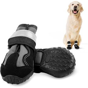 Dog Shoes, Waterproof Paw Protectors for Winter Snow Summer Hot Pavement, Outdoor Walk & Hiking Dog Boots for Hard Floors, Anti-Slip Sole Dog Booties for Medium Large Dogs(Green, #4) in Saudi Arabia