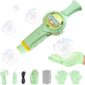 Fog Bubble Machine,Elastic Smoke Bubble Machine,Rechargeable Automatic Smoke Bubble Maker,Colorful Lights & Music,Magic Fog Bubble Wand Summer Christmas Birthday (A-Green) in Kuwait