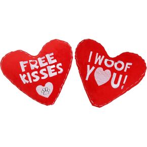 ألعاب BoomBone Valentines القطيفة للكلاب الصغيرة، 2 عبوة من ألعاب الجرو على شكل قلب للسلالات الصغيرة المتوسطة، أفضل هدية لعيد الحب in Kuwait