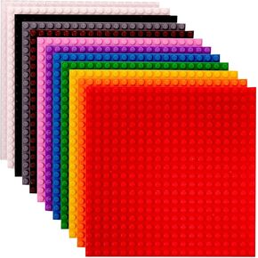 Strictly Briks Stackable Baseplates - 12 Pack Compatible with Lego & All Major Building Brick Brands, 6 x 6 in, Stackable Top & Bottom Sides with 20 x 20 Stud, Kids Easter Gift, Rainbow in Kuwait