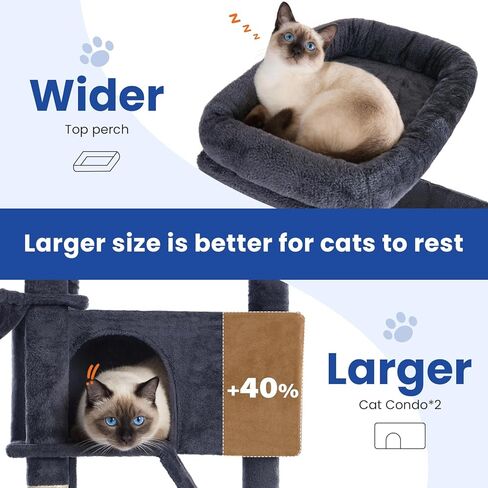 Cat Tree 82 in Multi-Level Heavy Duty Cat Tower for Indooe Cats, Large Cat Tree with Sisal Scratching Posts, Hammock, 2 Perches, 2 Condos, 2 Hanging Basket, Dark Grey in Saudi Arabia