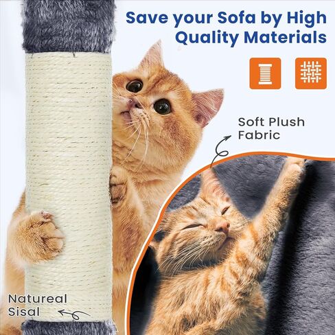 Cat Tree 82 in Multi-Level Heavy Duty Cat Tower for Indooe Cats, Large Cat Tree with Sisal Scratching Posts, Hammock, 2 Perches, 2 Condos, 2 Hanging Basket, Dark Grey in Saudi Arabia