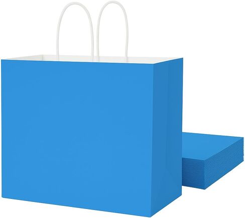 أكياس هدايا بيضاء من SUNCOLOR بمقابض، كبيرة مقاس 13x10x5.5 بوصة، 25 عبوة، لأعياد الميلاد، الزفاف، البيع بالتجزئة، التسوق in Kuwait