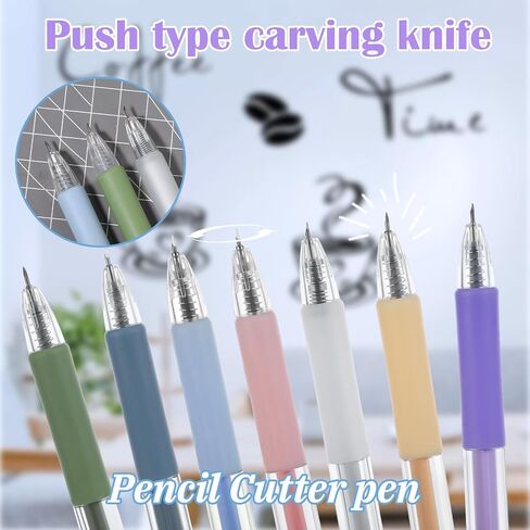 7Pcs Knife Pen Craft Cutting Tools, Retractable Utility Knife Paper Cutter Pattern Tools Cartoon Precision Carving Pen for Diy Scrapbooking and Paper Crafting in Saudi Arabia