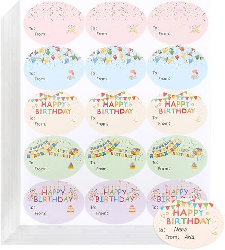 Happy Birthday Gift Tags Stickers, 150 PCS Gift Tags Stickers for Presents, 10 Sheets Self Adhesive to from Name Tag Labels Sticker Birthday Present Label for Box Cards Envelope Gifts Wrapping in Saudi Arabia