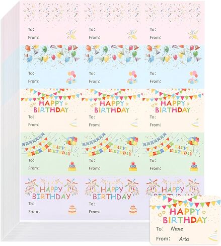 Happy Birthday Gift Tags Stickers, 150 PCS Gift Tags Stickers for Presents, 10 Sheets Self Adhesive to from Name Tag Labels Sticker Birthday Present Label for Box Cards Envelope Gifts Wrapping in Saudi Arabia