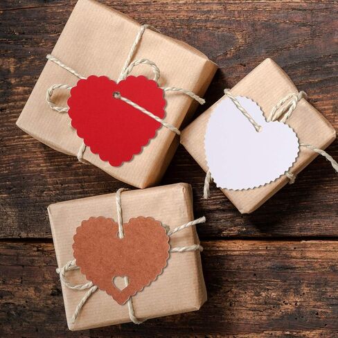 Blulu 160 Pieces 8 Styles Valentine's Day Tags Heart Shape Gift Tag Hang Label and 65.6 Feet Twines for Valentine's Day Gift Wrapping DIY Decoration in Saudi Arabia