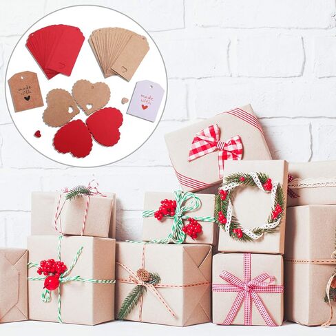 Blulu 160 Pieces 8 Styles Valentine's Day Tags Heart Shape Gift Tag Hang Label and 65.6 Feet Twines for Valentine's Day Gift Wrapping DIY Decoration in Saudi Arabia