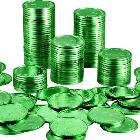 20 قطعة من العملات المعدنية لعيد القديس باتريك، عملات معدنية ذهبية من البلاستيك شامروك، عملات معدنية ذهبية للحظ السعيد في عيد القديس باتريك، 3 عملات ورقية للوعاء، وديكورات حفلات عيد القديس باتريك (ذهبي) in Saudi Arabia