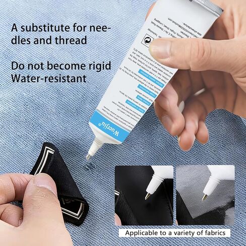 Fabric Glue, Liquid Stitch Fabric Adhesive, Permanent Clear Strong Waterproof & Washable for Repair and Patch, Clothes and Clothing Bonding, 60ml in Saudi Arabia