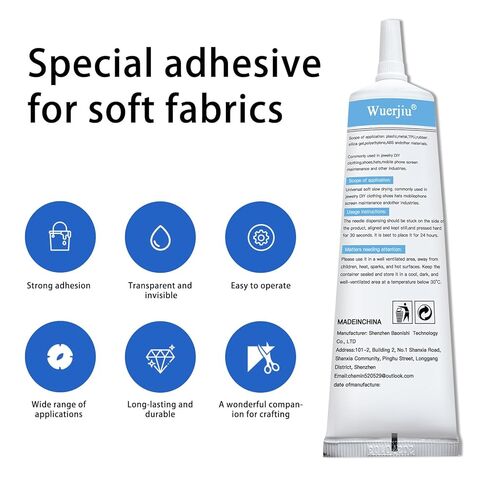 Fabric Glue, Liquid Stitch Fabric Adhesive, Permanent Clear Strong Waterproof & Washable for Repair and Patch, Clothes and Clothing Bonding, 60ml in Saudi Arabia