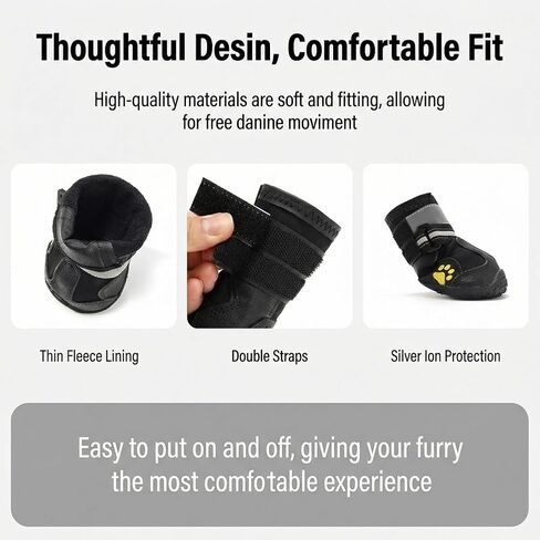 4 Pcs Dog Shoes, Anti-Slip Dog Boots for Winter Snow, Hot Pavement, Dog Booties & Paw Protectors(Black,Large) in Saudi Arabia