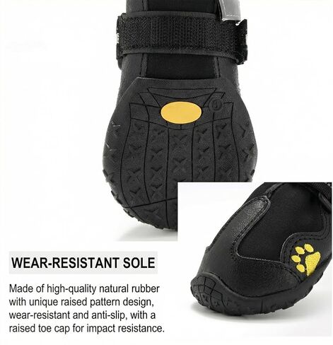 4 Pcs Dog Shoes, Anti-Slip Dog Boots for Winter Snow, Hot Pavement, Dog Booties & Paw Protectors(Black,Large) in Saudi Arabia