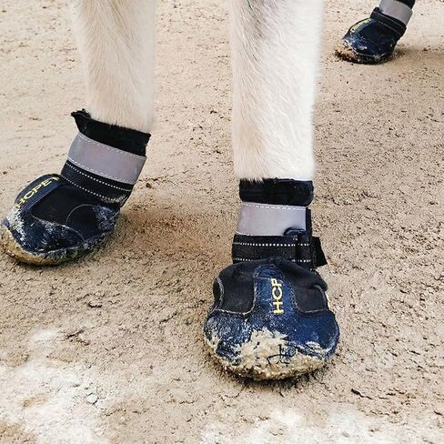 4 Pcs Dog Shoes, Anti-Slip Dog Boots for Winter Snow, Hot Pavement, Dog Booties & Paw Protectors(Black,Large) in Saudi Arabia