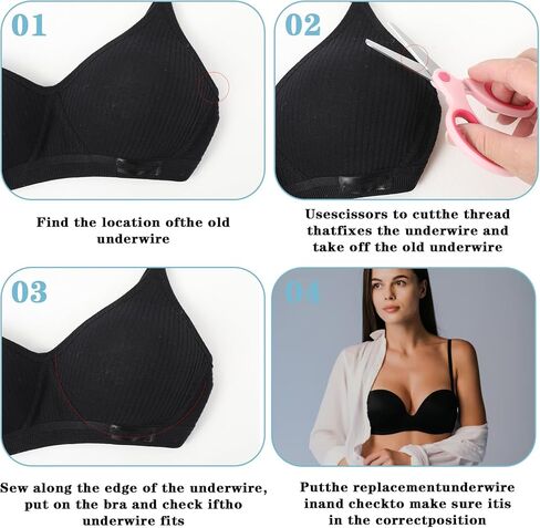 12 Pairs Bra Underwire Replacement Carbon Steel Bra Wire Repair Kit, Gauge Sturdy Metal Bras Supporters Rings for Shaping, Women Corset Clothing Sewing Supplies for D Cup E Cup(Blue, Pink) in Saudi Arabia
