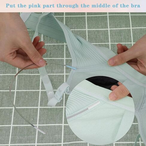 12 Pairs Bra Underwire Replacement Carbon Steel Bra Wire Repair Kit, Gauge Sturdy Metal Bras Supporters Rings for Shaping, Women Corset Clothing Sewing Supplies for D Cup E Cup(Blue, Pink) in Saudi Arabia