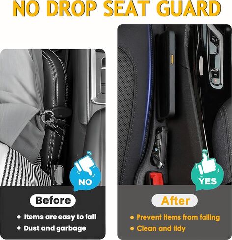 2pcs no drop seat guard ، 2025 جديدة للفجوة في مقعد السيارة ، منظم حشو ، حشو فجوة مقعد السيارة لجميع السيارات ، حشو الفجوة للسيارة. (أسود) in Kuwait