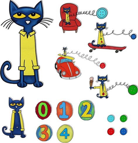 قطة وأزراره الأربعة الرائعة حكايات خرافية لباد وقت اللباد لمجموعة لوحة الفلانيل من أنشطة تعلم سرد القصص لرياض الأطفال in Kuwait