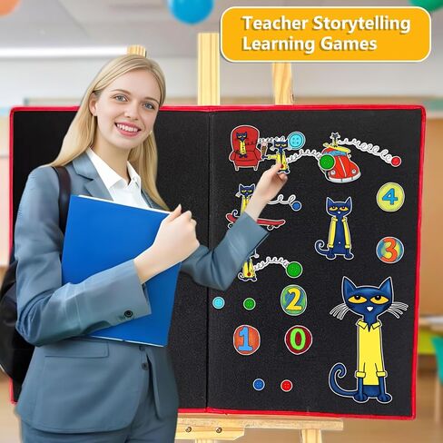 قطة وأزراره الأربعة الرائعة حكايات خرافية لباد وقت اللباد لمجموعة لوحة الفلانيل من أنشطة تعلم سرد القصص لرياض الأطفال in Kuwait