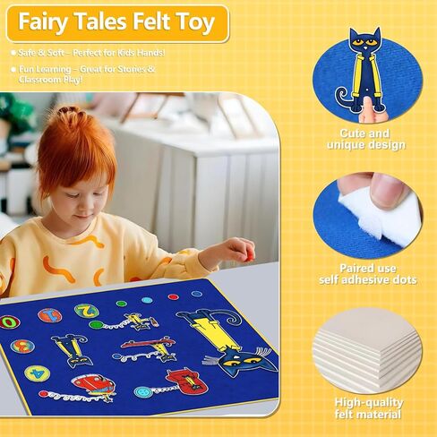 قطة وأزراره الأربعة الرائعة حكايات خرافية لباد وقت اللباد لمجموعة لوحة الفلانيل من أنشطة تعلم سرد القصص لرياض الأطفال in Kuwait