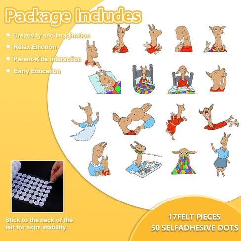 قطع لوح قصص من ثريفومنيق لاما لاما بيجامة حمراء من اللباد وأنشطة سرد القصص في مرحلة ما قبل المدرسة ألعاب تعليمية تفاعلية (17 قطعة من اللباد) in Kuwait