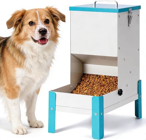 وحدة تغذية أوتوماتيكية للكلاب سعة 10 لتر، وحدة تغذية تلقائية للقطط مع موزع طعام للكلاب مزود بقاعدة الجاذبية مع صينية تغذية قابلة للفصل، محطة تغذية للحيوانات الأليفة مجلفنة للكلاب والقطط (10 لتر) in Kuwait