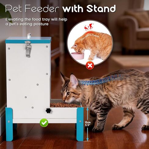 وحدة تغذية أوتوماتيكية للكلاب سعة 10 لتر، وحدة تغذية تلقائية للقطط مع موزع طعام للكلاب مزود بقاعدة الجاذبية مع صينية تغذية قابلة للفصل، محطة تغذية للحيوانات الأليفة مجلفنة للكلاب والقطط (10 لتر) in Kuwait