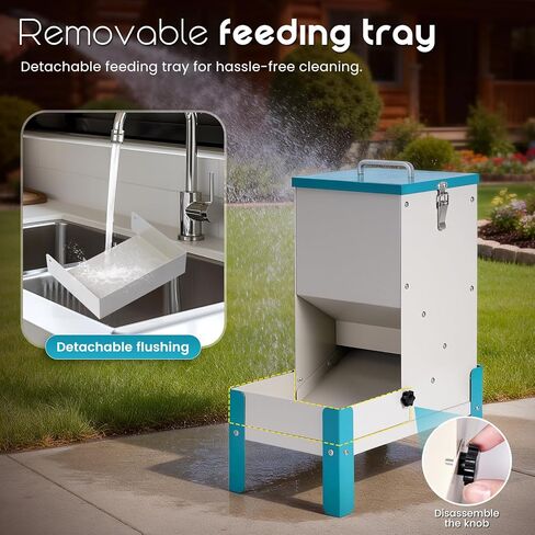 وحدة تغذية أوتوماتيكية للكلاب سعة 10 لتر، وحدة تغذية تلقائية للقطط مع موزع طعام للكلاب مزود بقاعدة الجاذبية مع صينية تغذية قابلة للفصل، محطة تغذية للحيوانات الأليفة مجلفنة للكلاب والقطط (10 لتر) in Kuwait