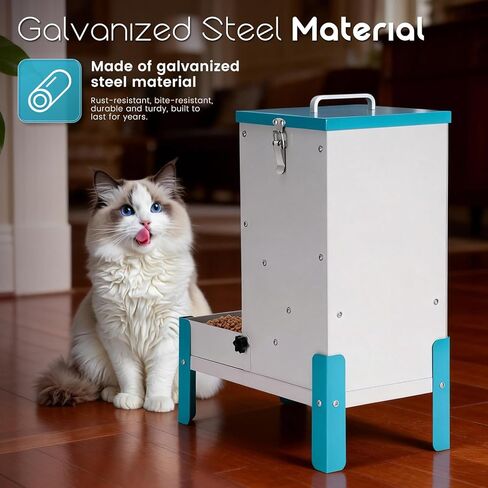 وحدة تغذية أوتوماتيكية للكلاب سعة 10 لتر، وحدة تغذية تلقائية للقطط مع موزع طعام للكلاب مزود بقاعدة الجاذبية مع صينية تغذية قابلة للفصل، محطة تغذية للحيوانات الأليفة مجلفنة للكلاب والقطط (10 لتر) in Kuwait