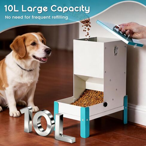 وحدة تغذية أوتوماتيكية للكلاب سعة 10 لتر، وحدة تغذية تلقائية للقطط مع موزع طعام للكلاب مزود بقاعدة الجاذبية مع صينية تغذية قابلة للفصل، محطة تغذية للحيوانات الأليفة مجلفنة للكلاب والقطط (10 لتر) in Kuwait