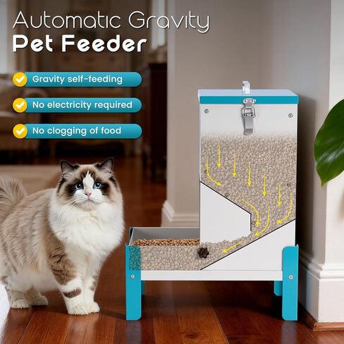وحدة تغذية أوتوماتيكية للكلاب سعة 10 لتر، وحدة تغذية تلقائية للقطط مع موزع طعام للكلاب مزود بقاعدة الجاذبية مع صينية تغذية قابلة للفصل، محطة تغذية للحيوانات الأليفة مجلفنة للكلاب والقطط (10 لتر) in Kuwait