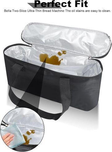 حقيبة حمل لمحمصة الخبز النحيفة المكونة من شريحتين من بيلا، عبوة واحدة من حقيبة محمولة مقاومة للحرارة ومقاومة للماء لشريحتين، تناسب 35165-063A/35117/35164-063A/35163-063A، صديقة للتخزين (المحمصة غير متضمنة) in Kuwait