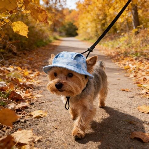 Pet Sun Hat with Brim, Small Blue Adjustable Strap Hat for Dogs, Lightweight Breathable for Outdoor Wear in Saudi Arabia
