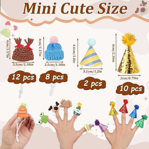 32 Pack 4 Styles Mini Hamster Hat Guinea Pig Hat with Adjustable Strap, Guinea Pig Costume Accessories Hamster Clothes Cute Small Animal Hats Bulk for Pet Photo Props in Saudi Arabia