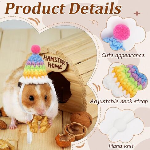32 Pack 4 Styles Mini Hamster Hat Guinea Pig Hat with Adjustable Strap, Guinea Pig Costume Accessories Hamster Clothes Cute Small Animal Hats Bulk for Pet Photo Props in Saudi Arabia