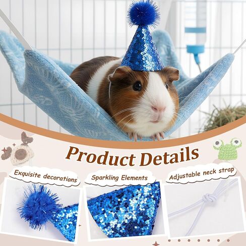 32 Pack 4 Styles Mini Hamster Hat Guinea Pig Hat with Adjustable Strap, Guinea Pig Costume Accessories Hamster Clothes Cute Small Animal Hats Bulk for Pet Photo Props in Saudi Arabia