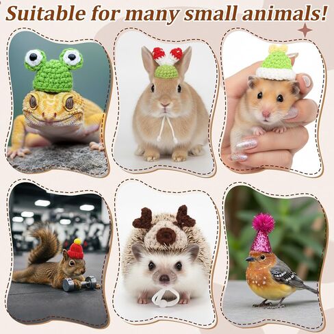 32 Pack 4 Styles Mini Hamster Hat Guinea Pig Hat with Adjustable Strap, Guinea Pig Costume Accessories Hamster Clothes Cute Small Animal Hats Bulk for Pet Photo Props in Saudi Arabia