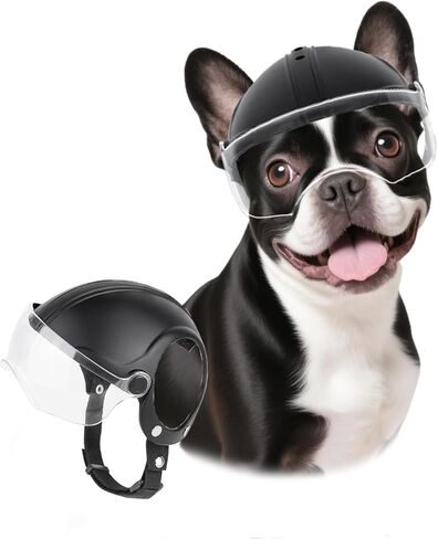 LESYPET Dog Helmet Small Breed, Dog Motorcycle Helmet Drop-Down Clear Visor for Outdoor Motorcycling Windproof Pet Hat with Ear Hole, with Rivet in Saudi Arabia