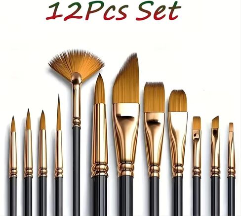 12Pcs Artist Paintbrush Oil Painting Watercolor Set, Suitable for Painting, Drawing in Saudi Arabia