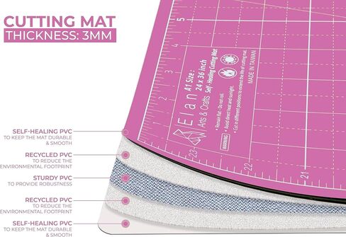 Elan Cutting Mat 36x60 Pink & Purple, Extra Large Self Healing Cutting Mat 36 x 60 Inch, 5-Ply Craft Board Pink, Hobby Board for Sewing and Quilting in Saudi Arabia